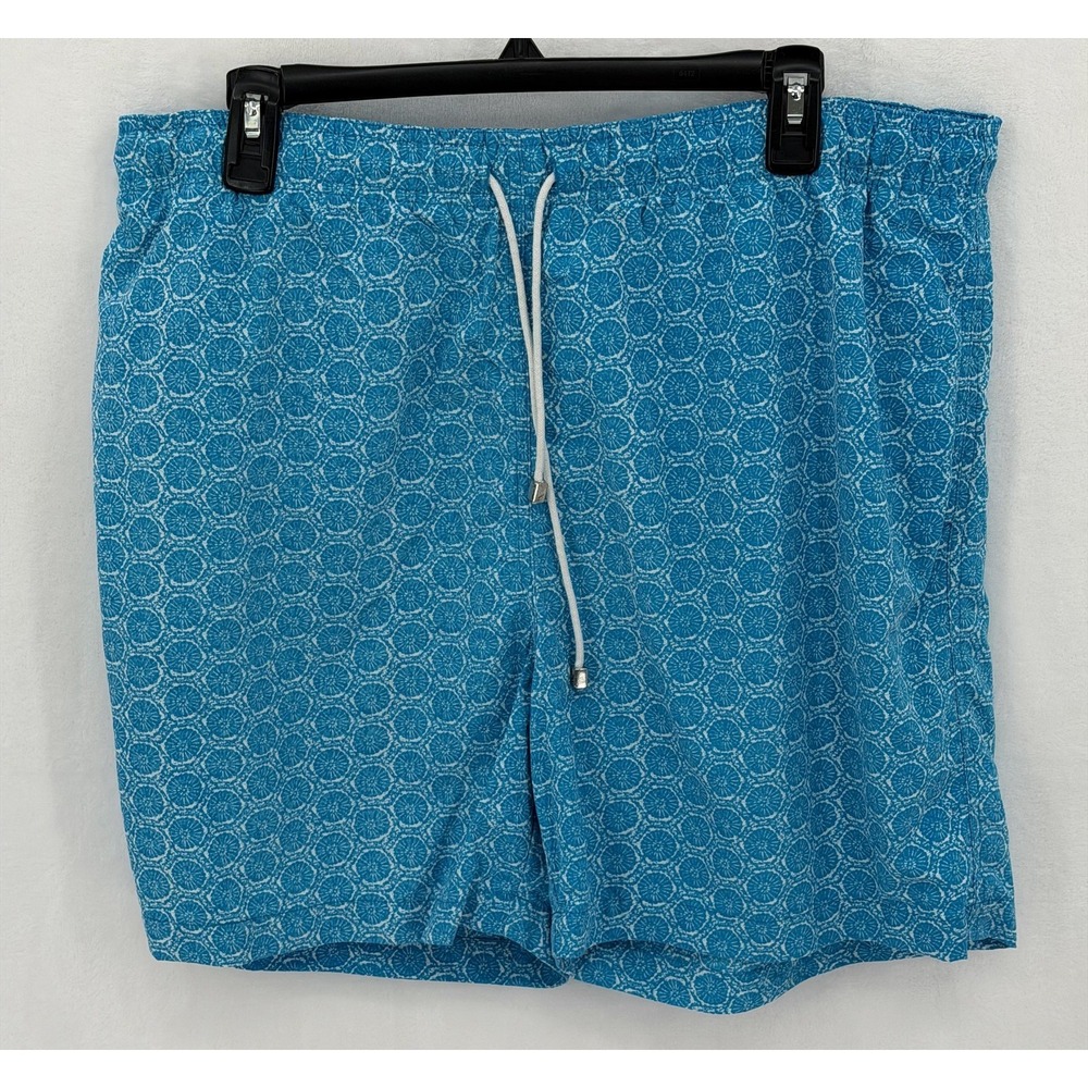 J McLaughlin Swim Trunks Mens XL Blue‎ Geometric Mesh Lined Beach Board Shorts